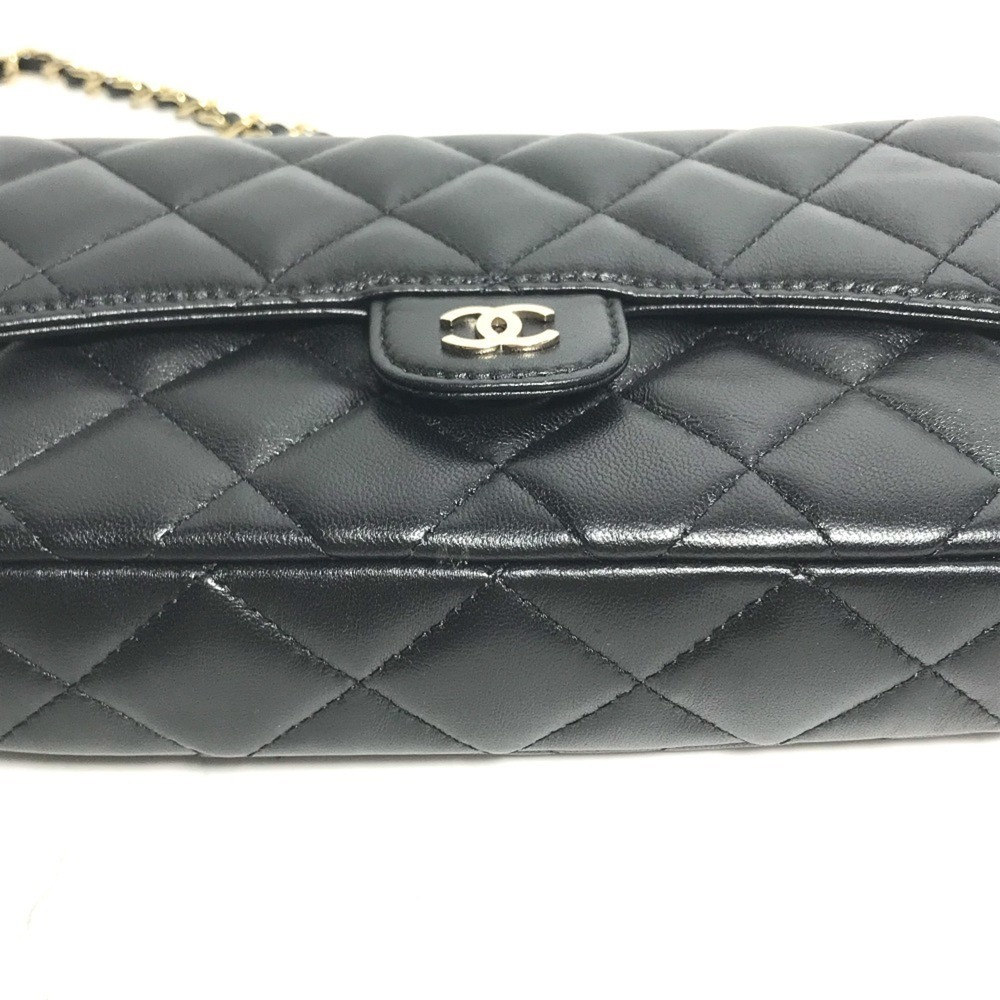 CHANEL Authentic Black Lambskin Leather Logo Wallet - Picture 4 of 16